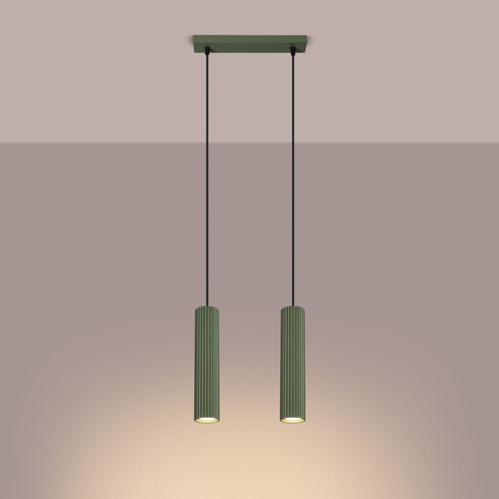 Suspension Aluminium Vert Olive GU10 2 Karbon — vue 4