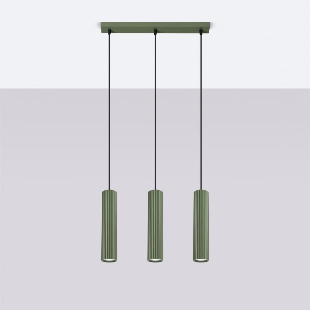 Suspension Aluminium Vert Olive GU10 3 Karbon Line — vue 3