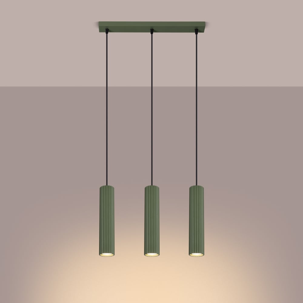 Suspension Aluminium Vert Olive GU10 3 Karbon Line — vue 4