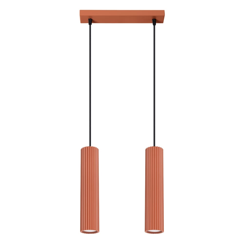 Lampe à suspension aluminium ocre rouge H 90 cm
