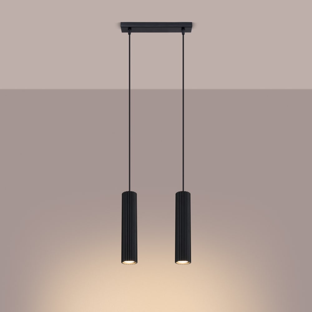 Suspension Aluminium Noir GU10 2 Karbon — vue 4