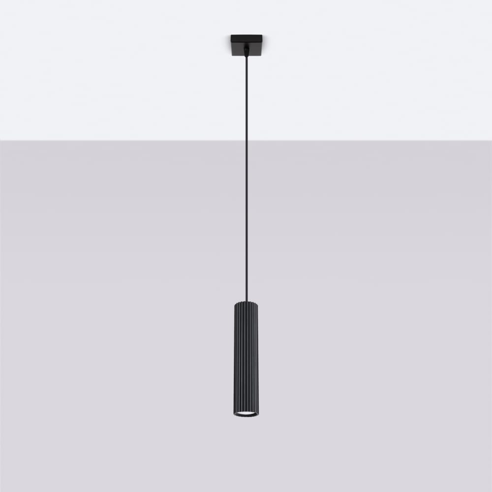 Suspension Aluminium Noir GU10 1 Karbon — vue 3