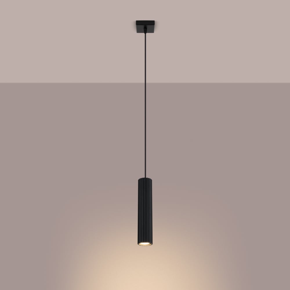 Suspension Aluminium Noir GU10 1 Karbon — vue 4