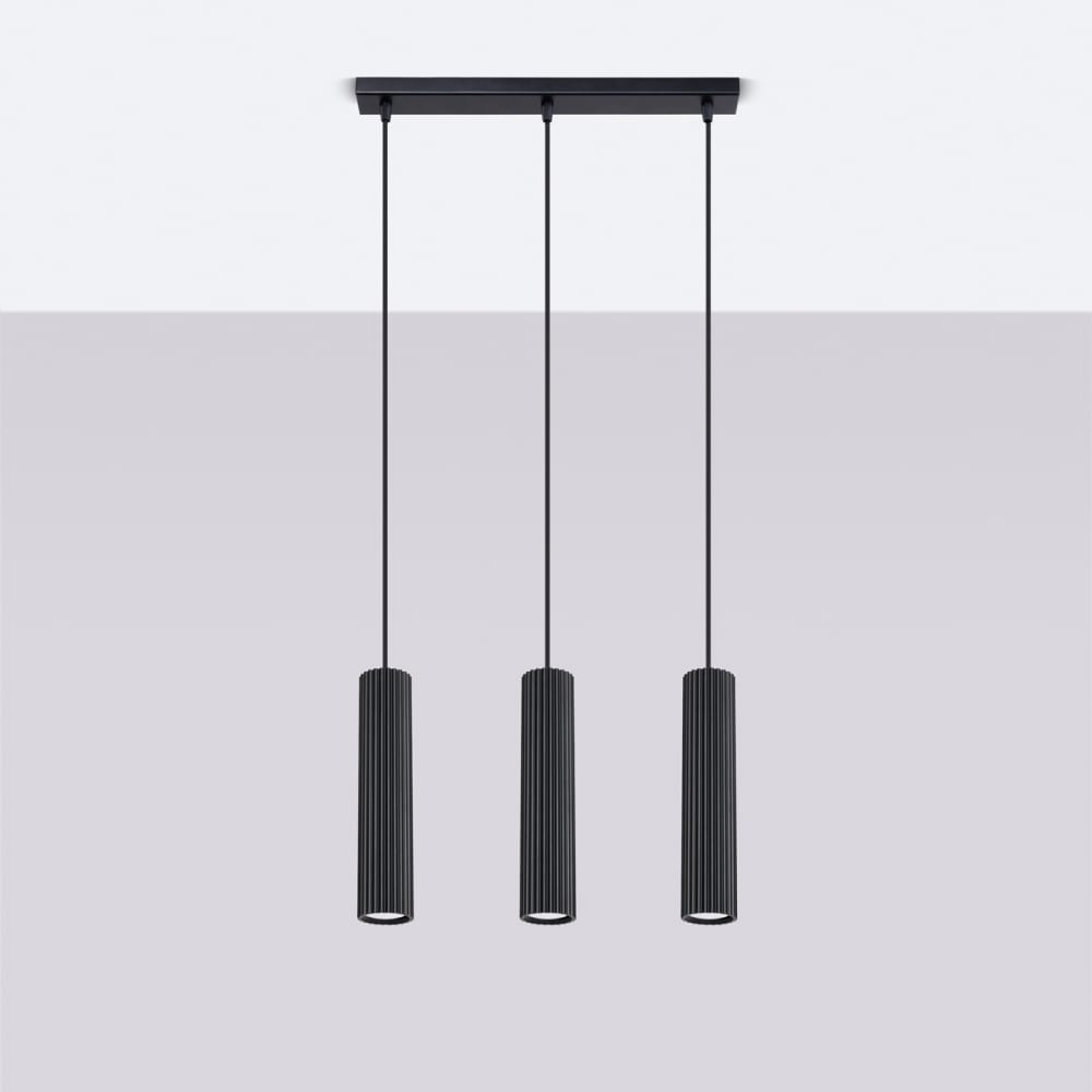 Suspension Aluminium Noir GU10 3 Karbon Line — vue 3