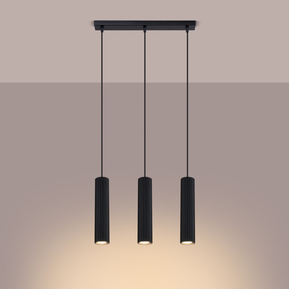 Suspension Aluminium Noir GU10 3 Karbon Line — vue 4
