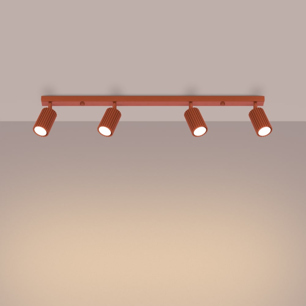 Plafonnier Aluminium Ocre Rouge GU10 4 Karbon Line — vue 4
