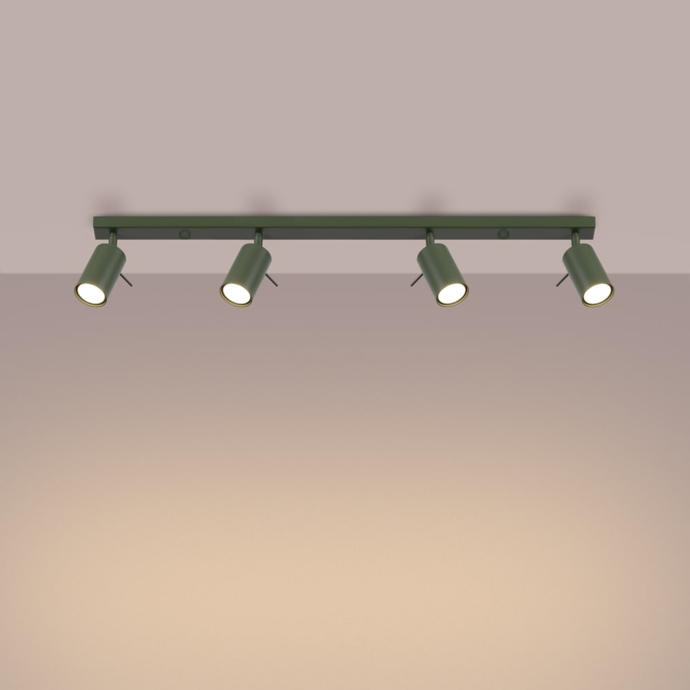 Plafonnier Acier Vert Olive GU10 4 Ring — vue 4
