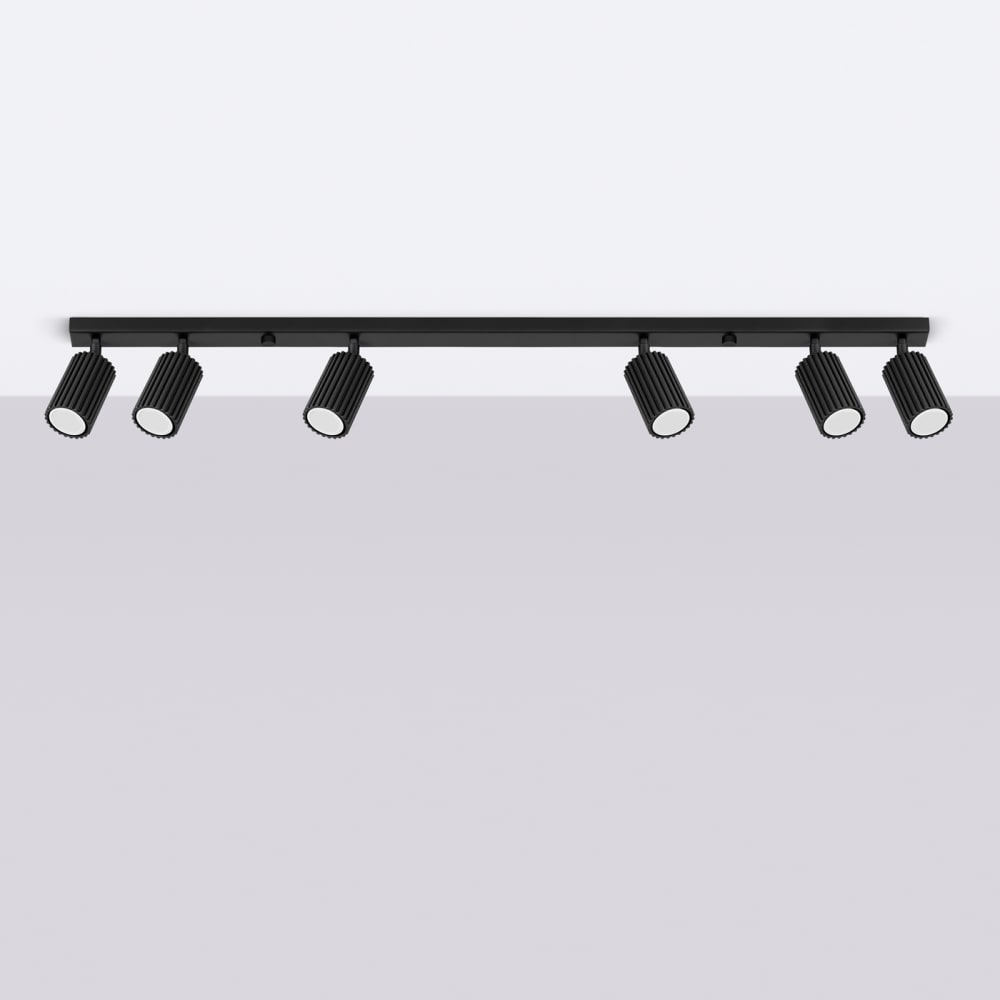 Plafonnier Aluminium Noir GU10 6 Karbon — vue 3