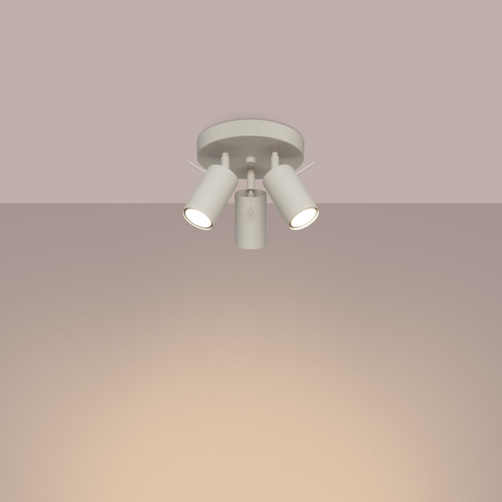 Plafonnier Acier Beige GU10 3 Ring — vue 4