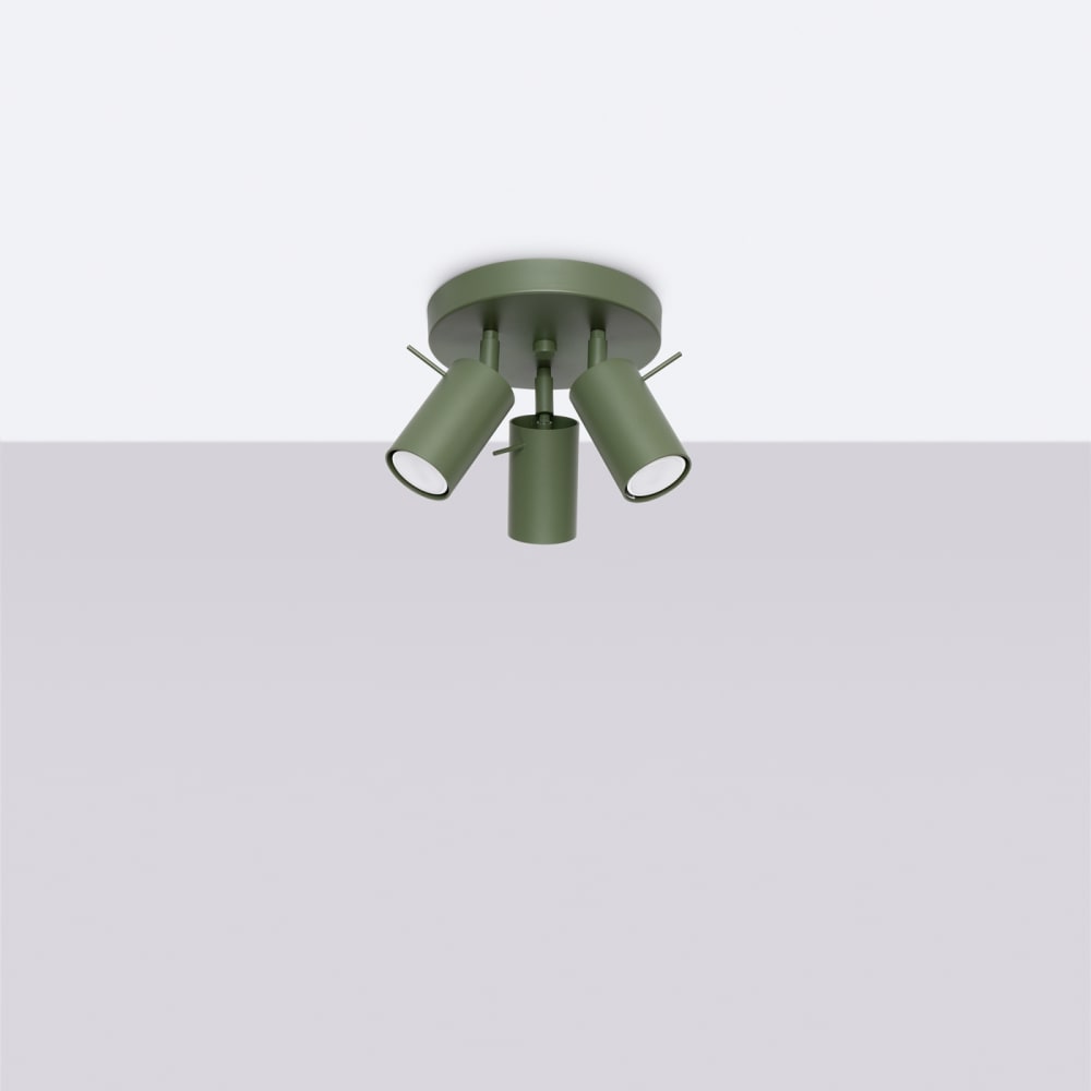 Plafonnier Acier Vert Olive GU10 3 Ring — vue 3