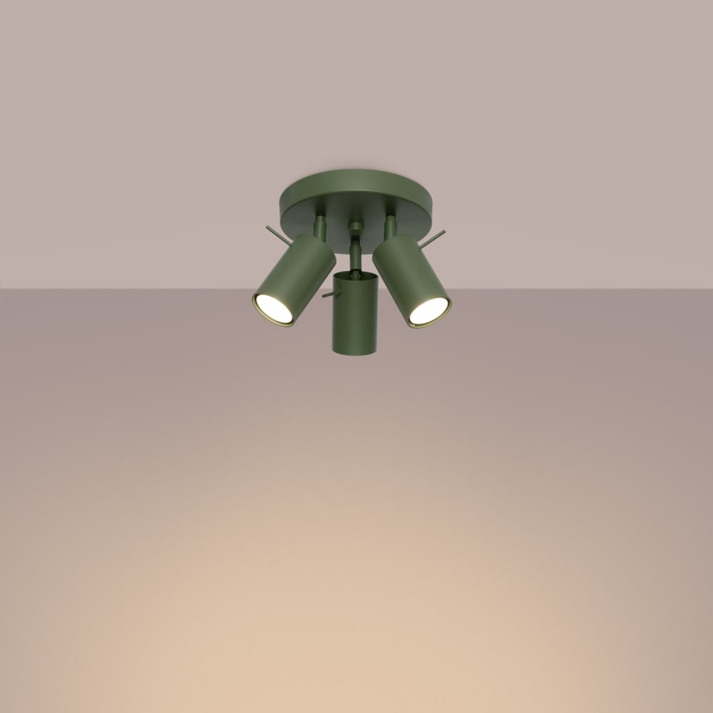 Plafonnier Acier Vert Olive GU10 3 Ring — vue 4