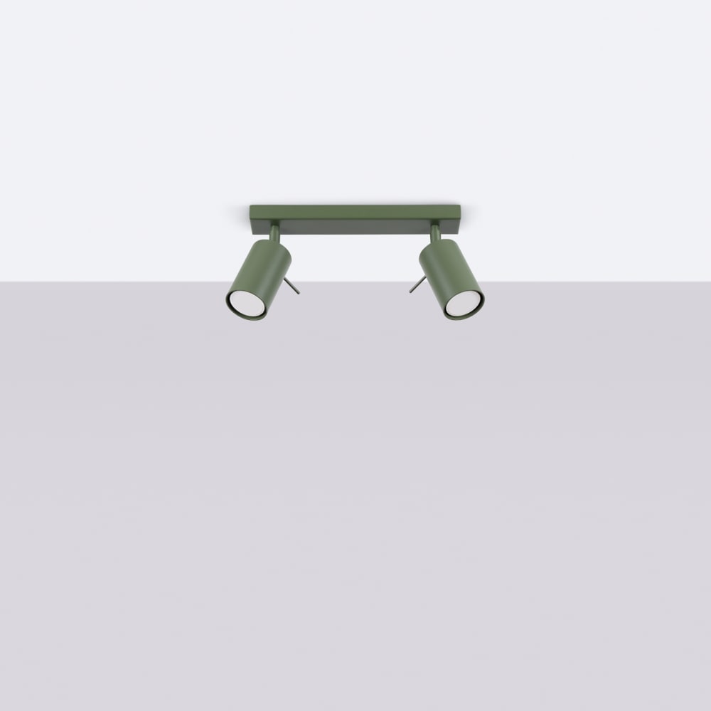 Plafonnier Acier Vert Olive GU10 2 Ring — vue 3