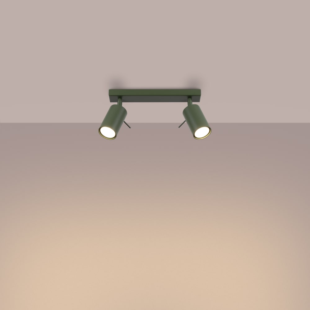 Plafonnier Acier Vert Olive GU10 2 Ring — vue 4