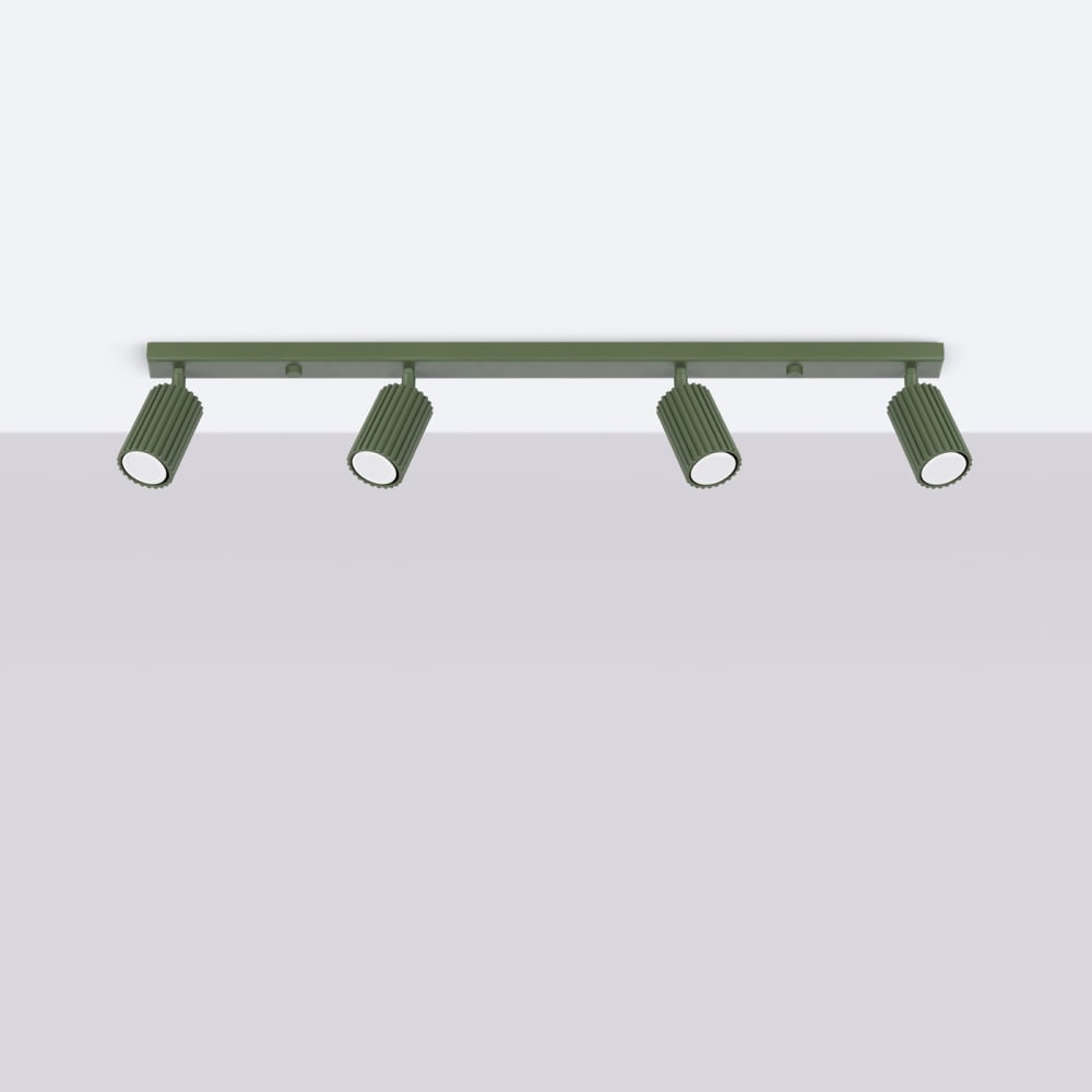 Plafonnier Aluminium Vert Olive GU10 4 Karbon Line — vue 3