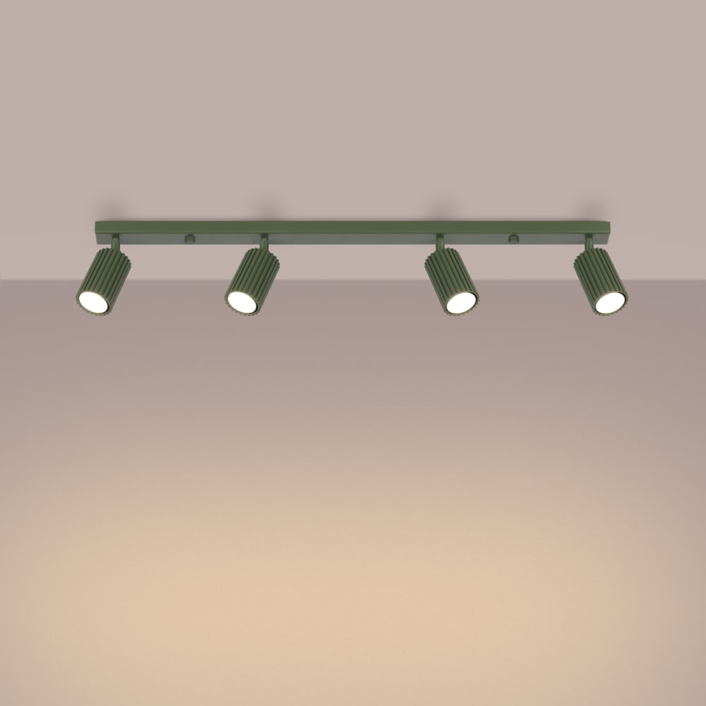 Plafonnier Aluminium Vert Olive GU10 4 Karbon Line — vue 4