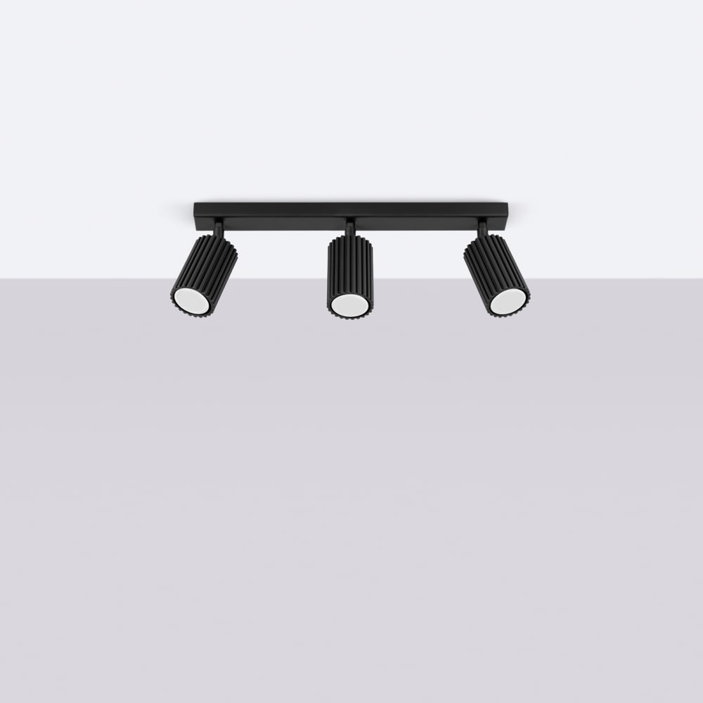 Plafonnier Aluminium Noir GU10 3 Karbon Line — vue 3