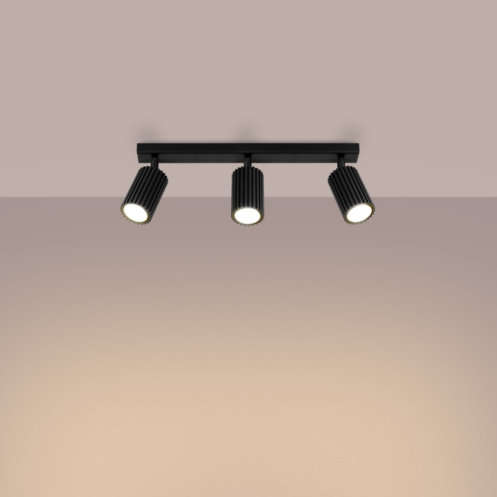 Plafonnier Aluminium Noir GU10 3 Karbon Line — vue 4