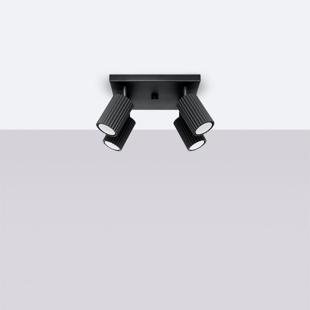 Plafonnier Aluminium Noir GU10 4 Karbon — vue 3