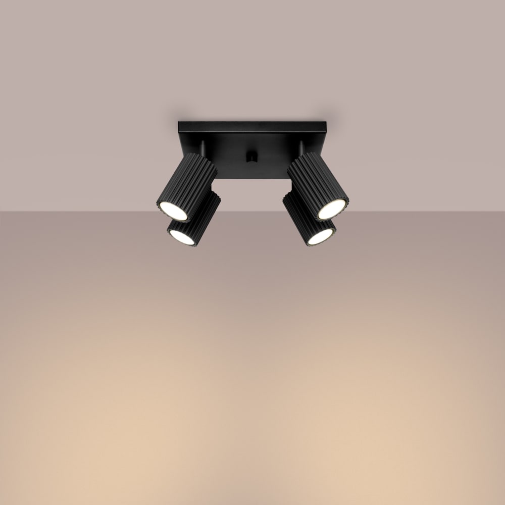 Plafonnier Aluminium Noir GU10 4 Karbon — vue 4
