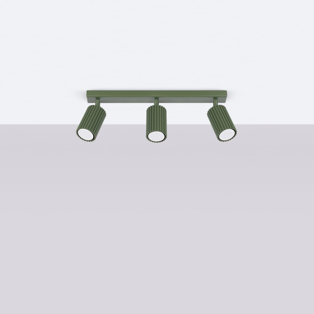 Plafonnier Aluminium Vert Olive GU10 3 Karbon Line — vue 3