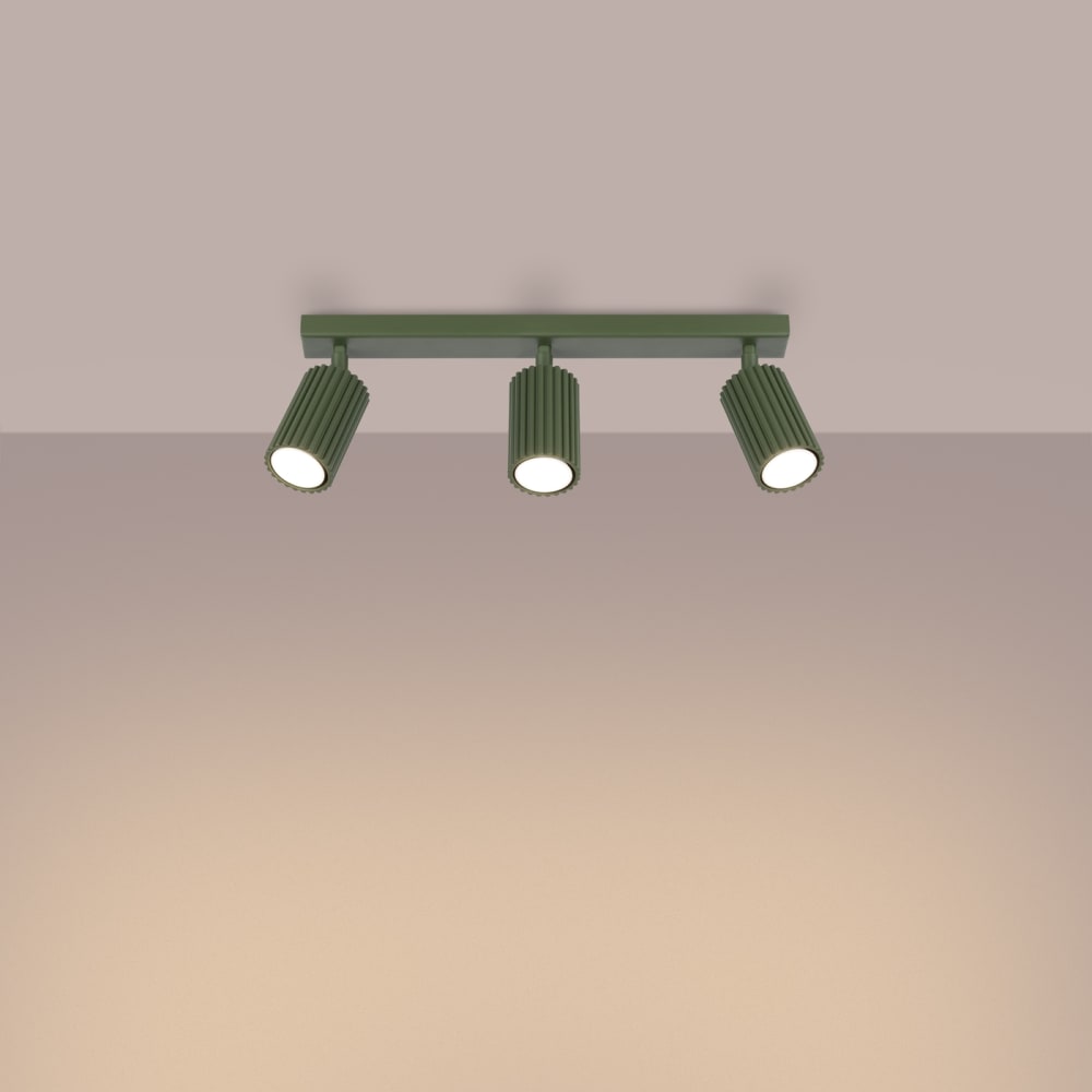 Plafonnier Aluminium Vert Olive GU10 3 Karbon Line — vue 4