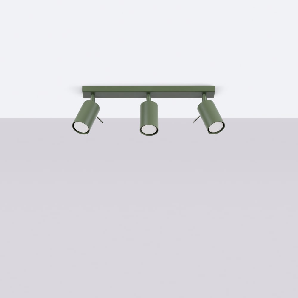 Plafonnier Acier Vert Olive GU10 3 Ring Line — vue 3