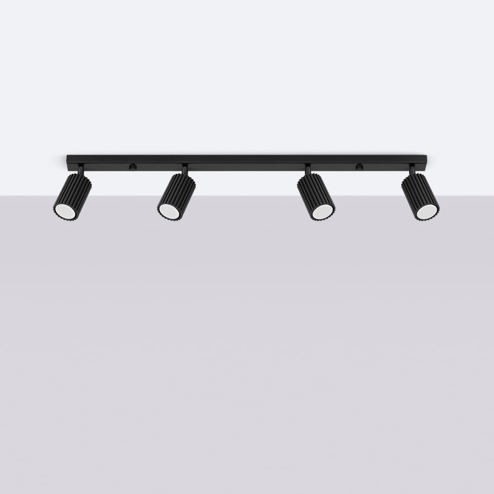 Plafonnier Aluminium Noir GU10 4 Karbon Line — vue 3