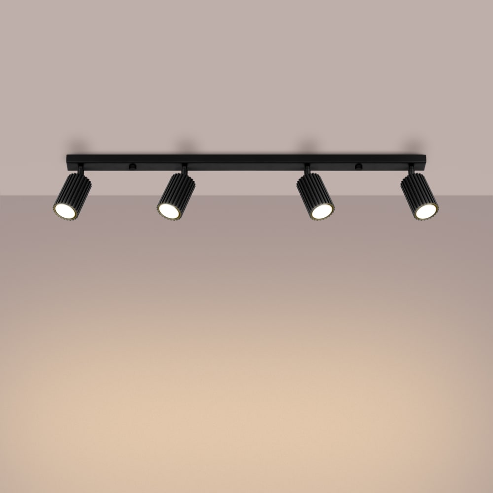 Plafonnier Aluminium Noir GU10 4 Karbon Line — vue 4