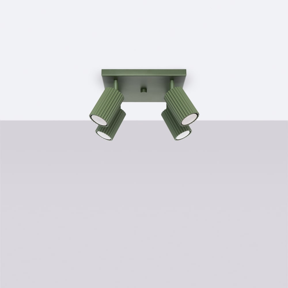 Plafonnier Aluminium Vert Olive GU10 4 Karbon — vue 3