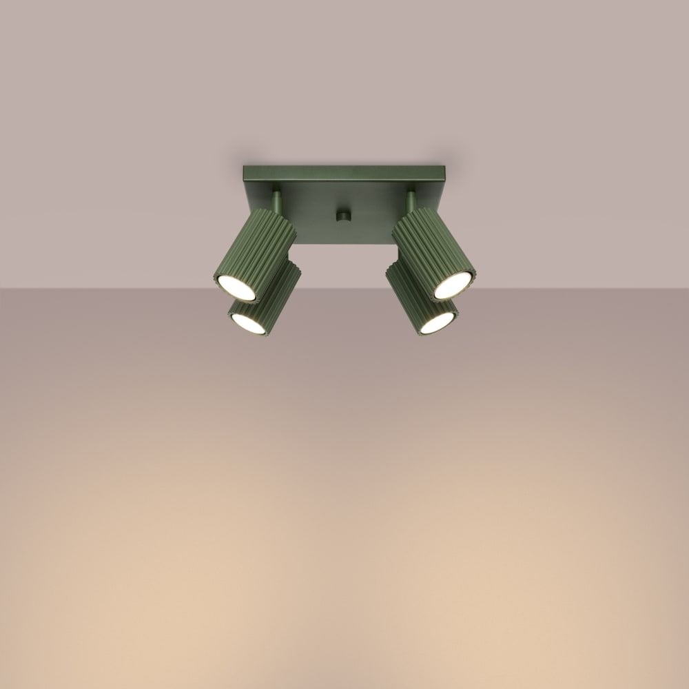 Plafonnier Aluminium Vert Olive GU10 4 Karbon — vue 4