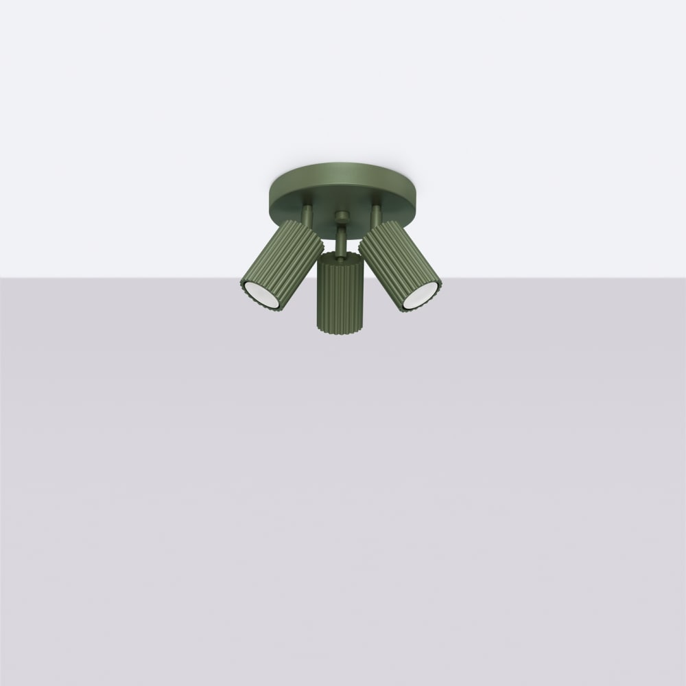 Plafonnier Aluminium Vert Olive GU10 3 Karbon — vue 3