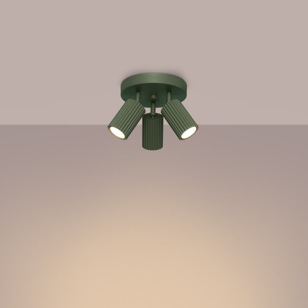 Plafonnier Aluminium Vert Olive GU10 3 Karbon — vue 4