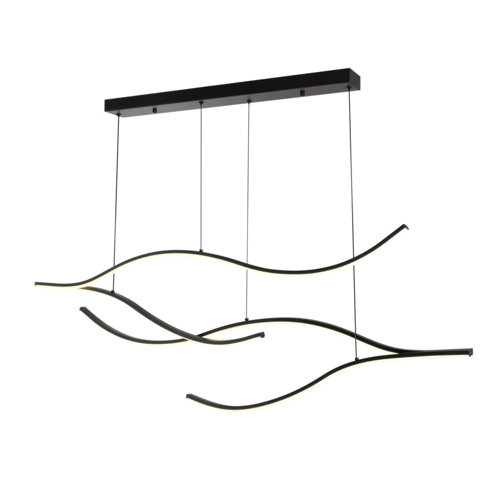 Kosilum Hängeleuchte aus Aluminium und Silikon 112 cm, Schwarz Schwarz Metall