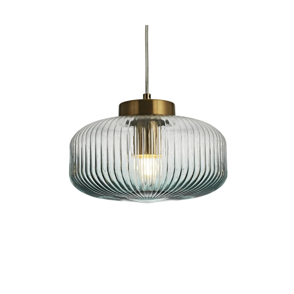 Suspension en verre Transparent et vert fumé 27 cm