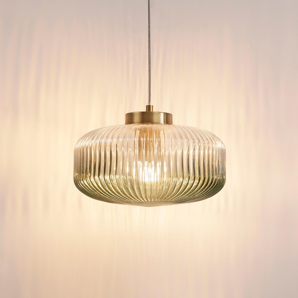 Suspension en verre transparent et vert fumé 27 cm — vue 3