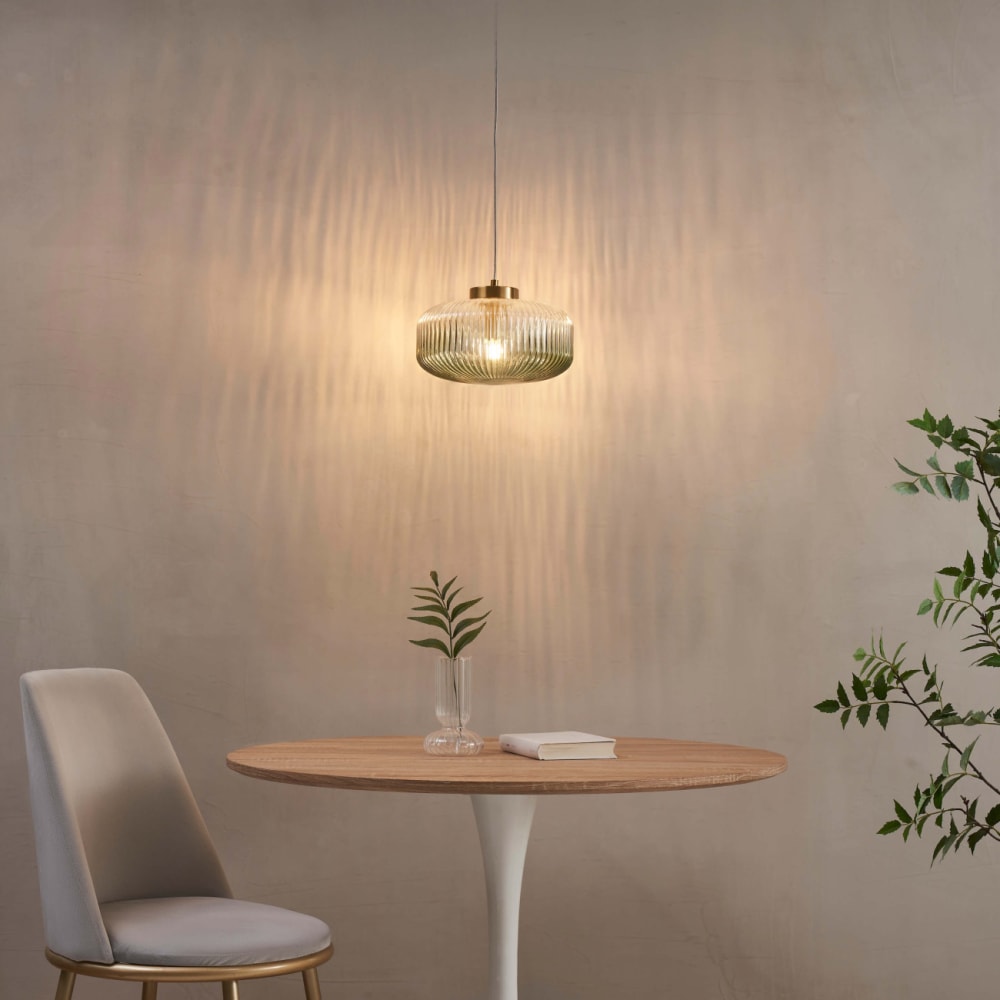 Suspension en verre transparent et vert fumé 27 cm — vue 4