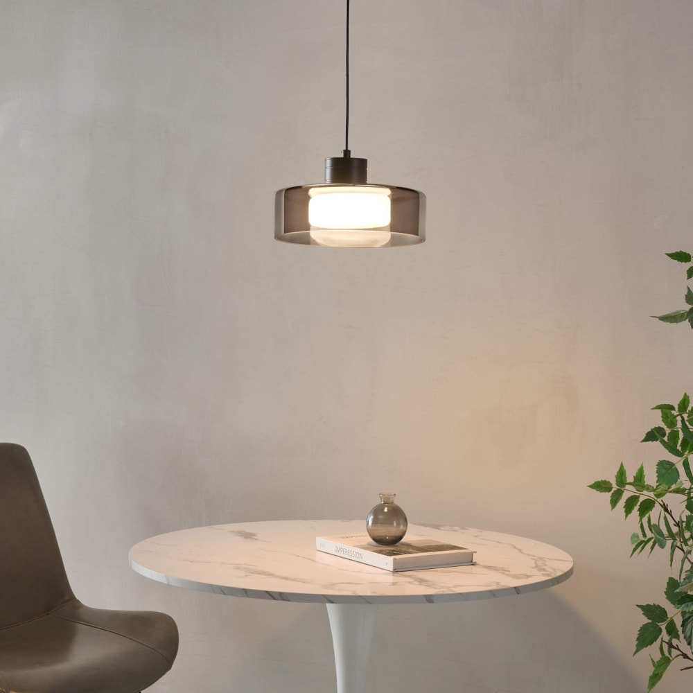 Suspension en verre noir et gris fumé 20 cm — vue 3