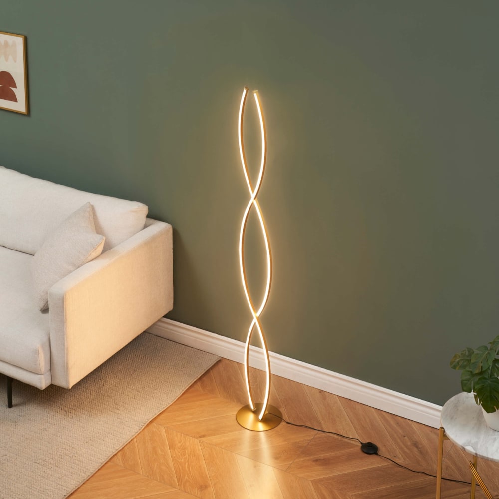 Lampadaire en aluminium, fer et silicone doré / laiton 150 cm — vue 3