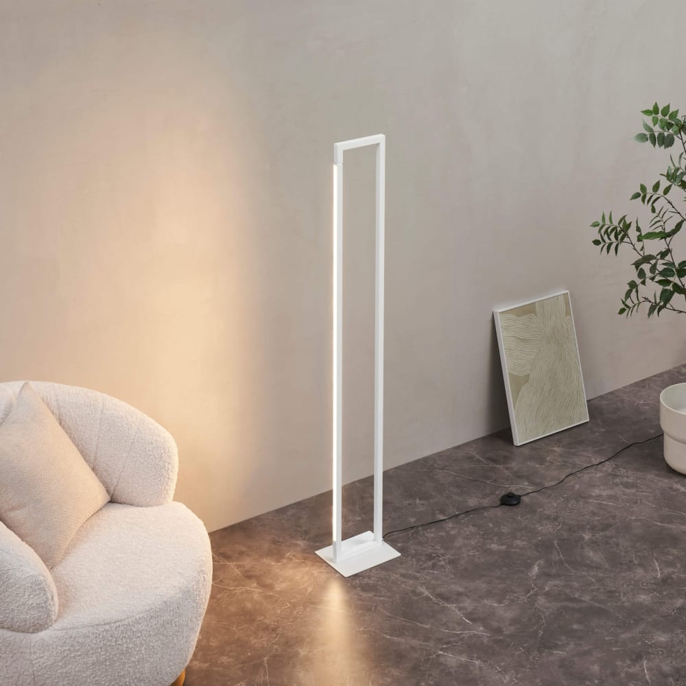 Lampadaire en aluminium, fer et pvc blanc 140 cm — vue 3