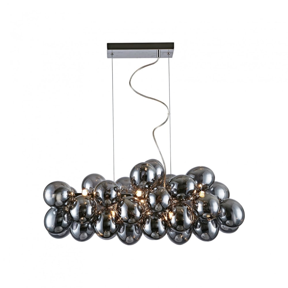 Kosilum Hängeleuchte aus Glas und Edelstahl 80 cm, Rauchgrau - Glas