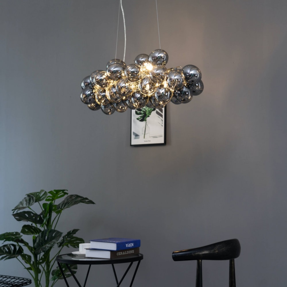 Suspension en verre gris fumé 80 cm — vue 3