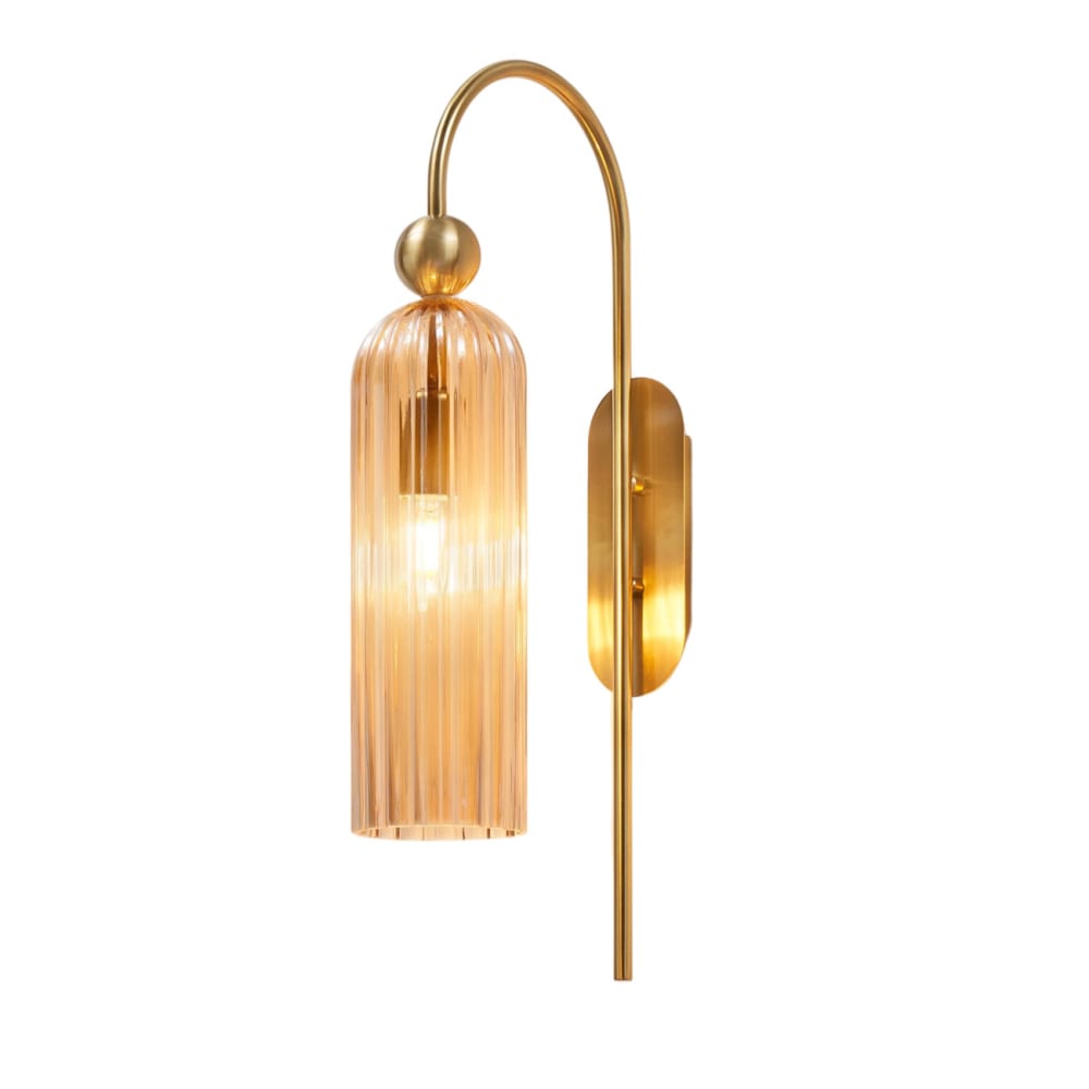 Applique en verre Ambré et laiton 53.5 cm