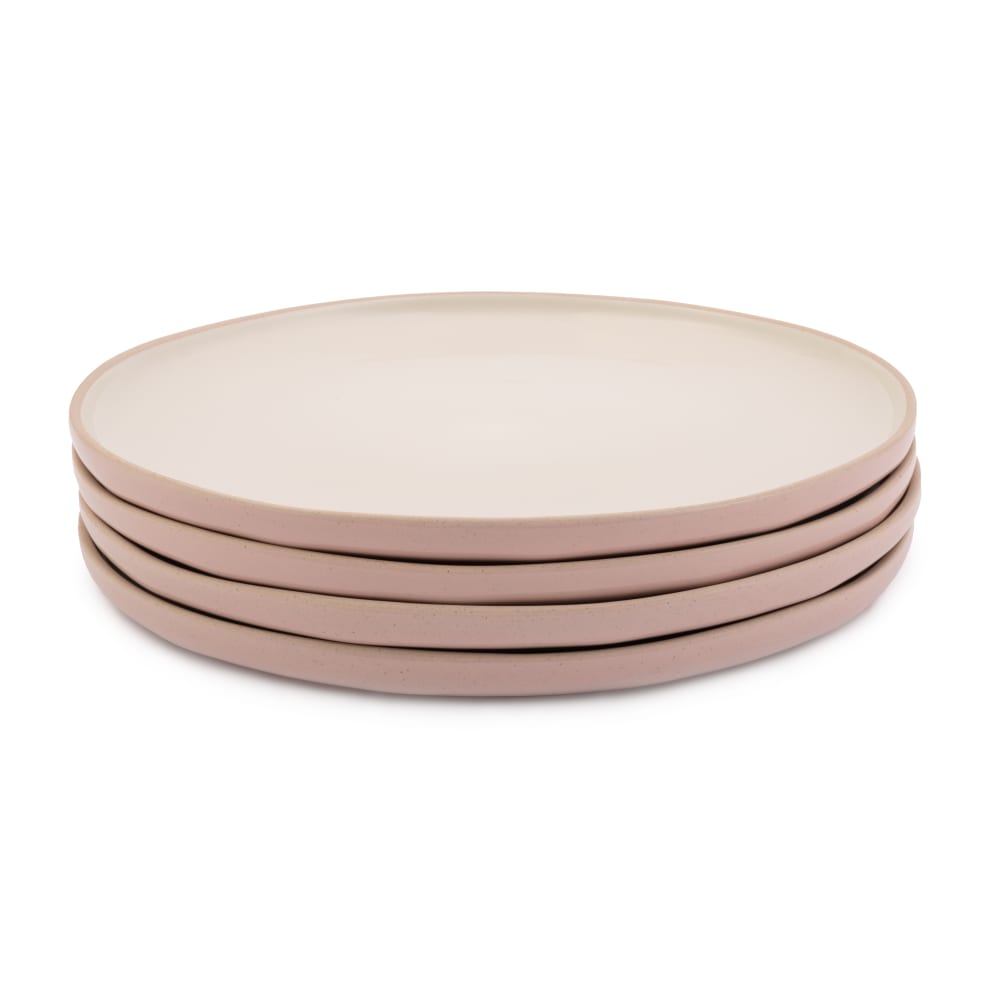Jamie Oliver 4er-Set flache Teller „Perfect“, Steingut, Pink, 27 cm Rosa Porzellan