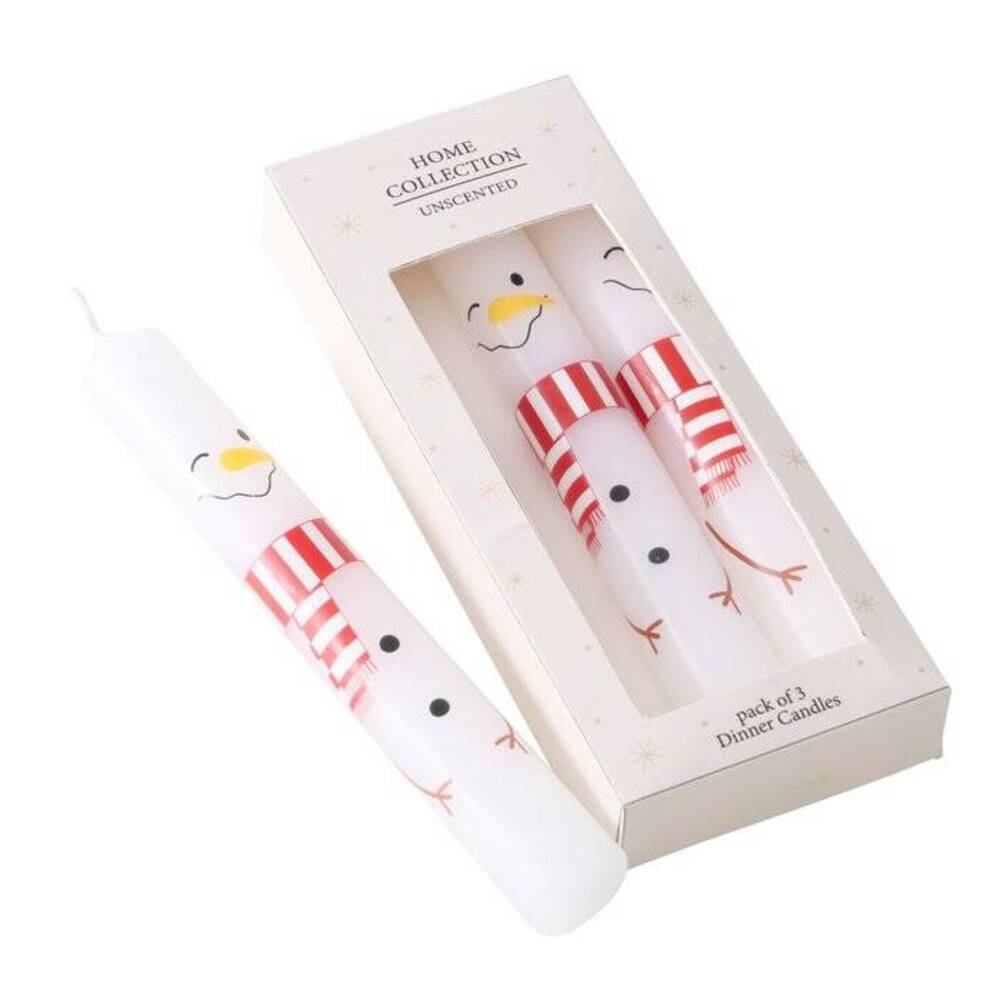 Boltze 3er Set Tischkerzen, Weihnachtsmotiv, 16 cm, weiß - Wachs Festliche Dekoration