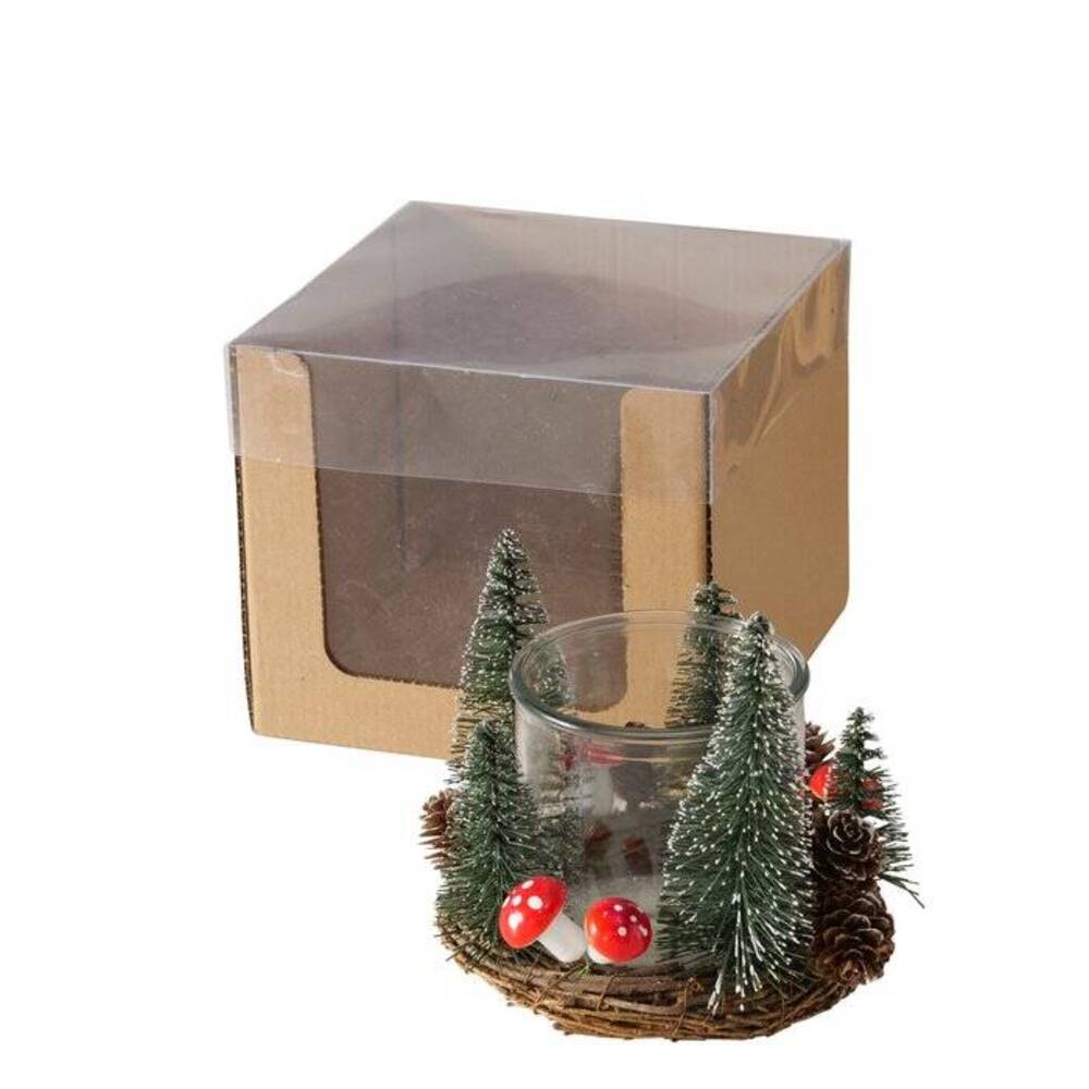 Boltze Weihnachtlicher Kerzenhalter, 16, 6 x 13,9 cm Mehrfarbig Glas Festliche Dekoration