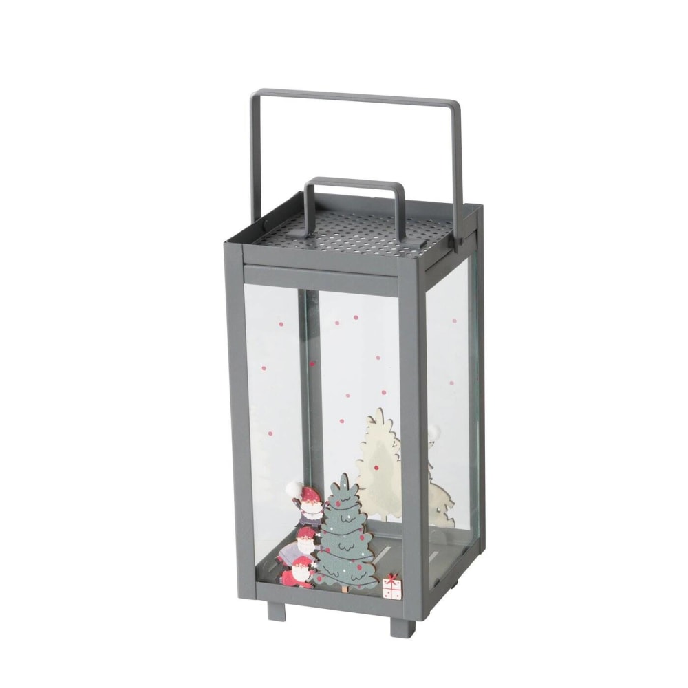 Boltze Laterne, weihnachtlich, 23 cm, grau - Metall Festliche Dekoration