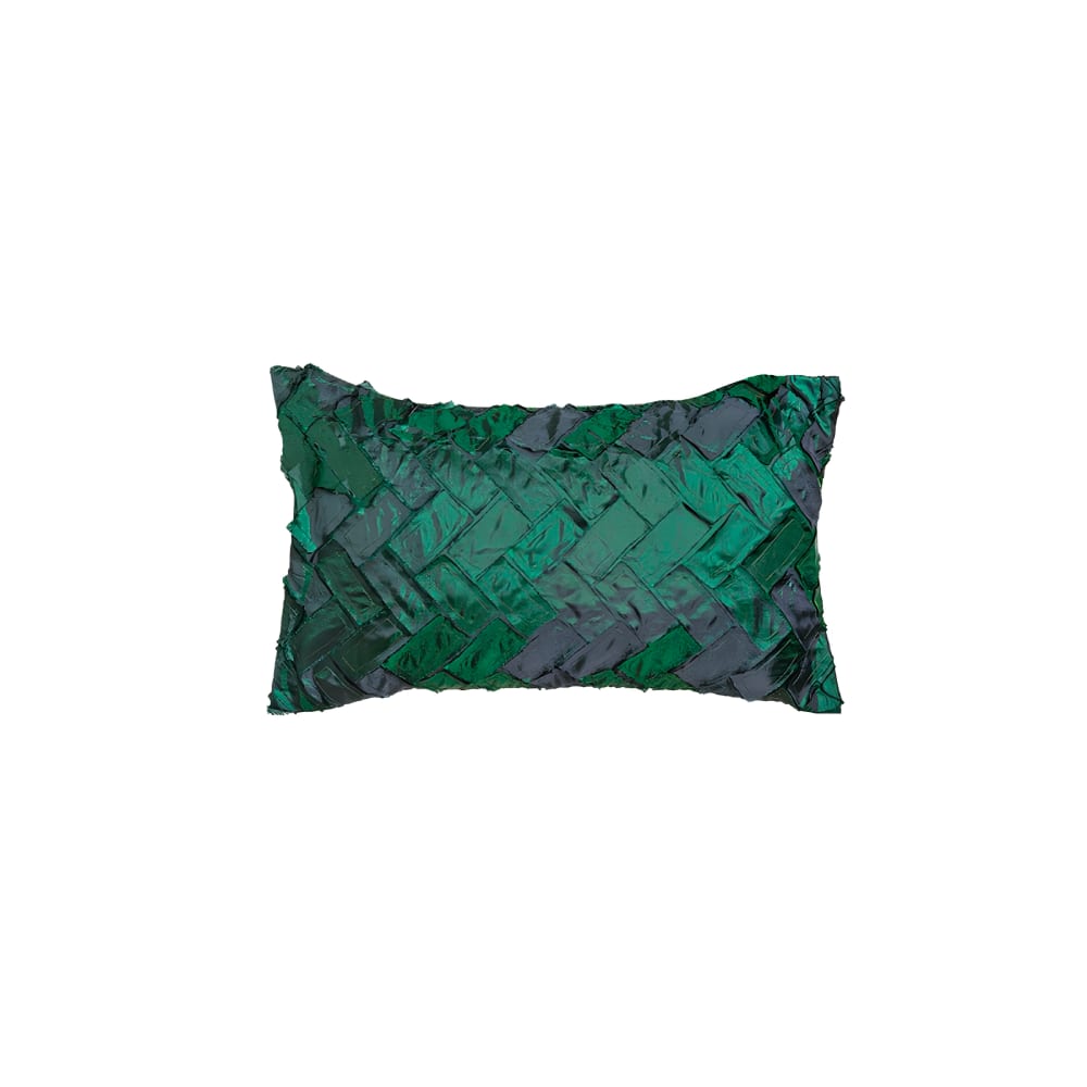 Housse de coussin décorative à motif chevrons en relief vert l50