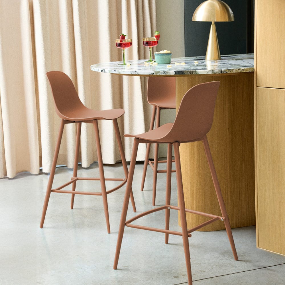 Lot de 4 tabourets de bar plastique et métal h65cm - portland - Maisons du Monde