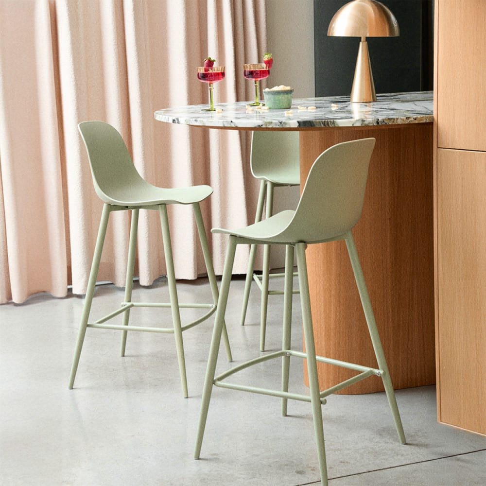 Lot de 4 tabourets de bar en plastique et métal h65cm - vert