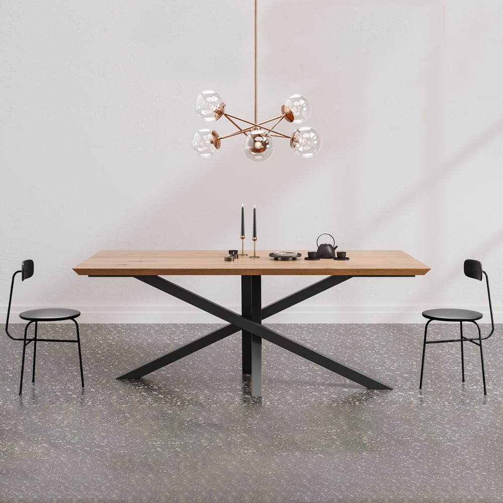 Eichentisch mit Metallbeinen 120x100 cm - Maisons Du Monde
